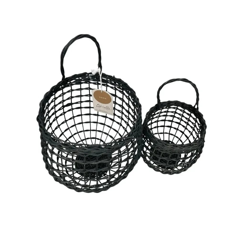 New Olli Ella Onion Baskets Set Two In Ink Handmade